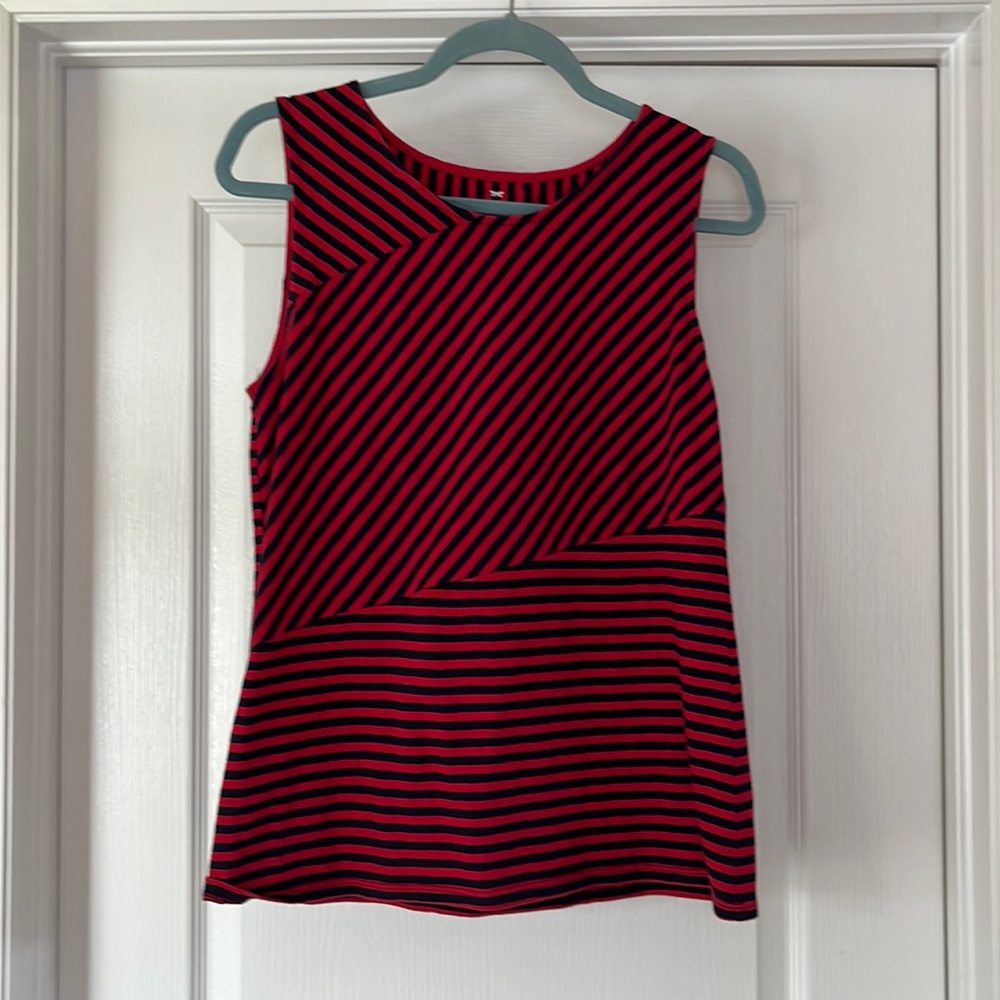Talbots navy and red stripe top